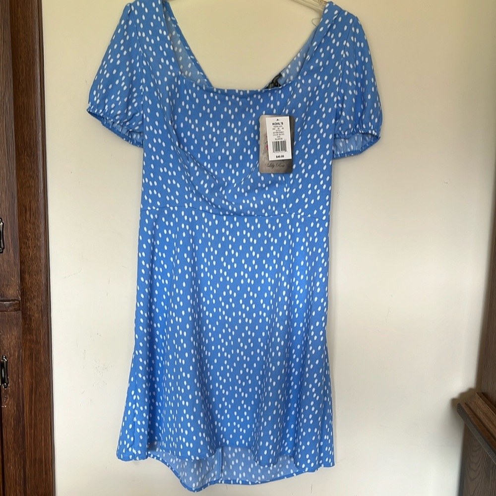 NWT Lily Rose XL Baby Blue Open Back Dress